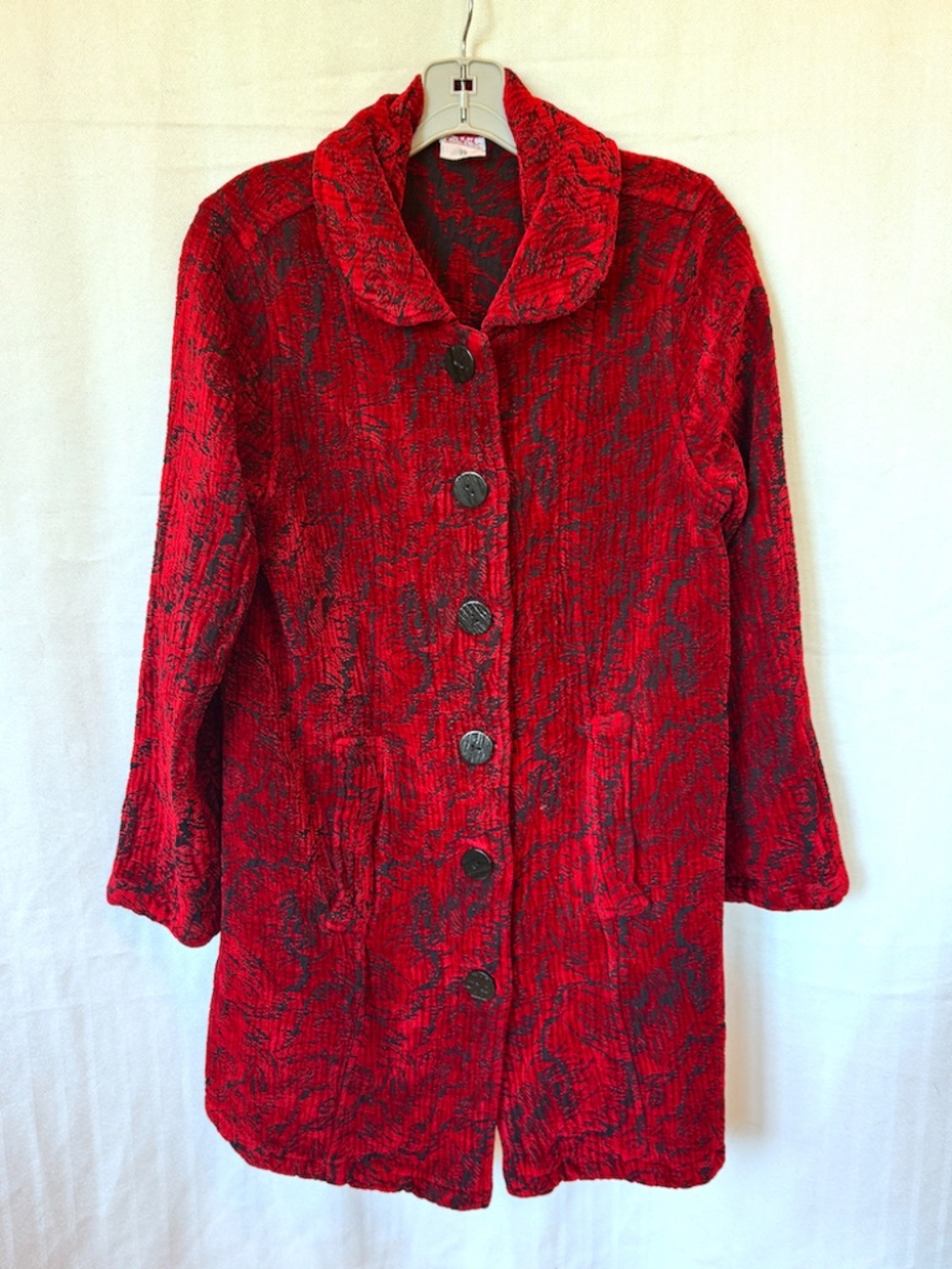 CMC Color Me Cotton Red Tapestry Coat with Front Pockets